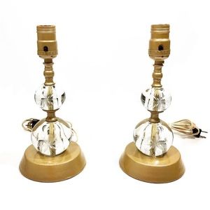 Vintage Pair Mid Century Crystal Lamps